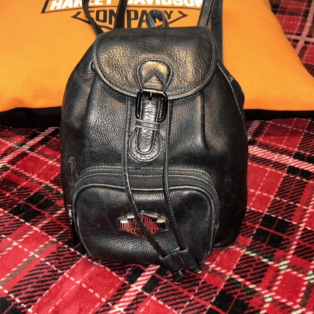 Black Harley Davidson Genuine Leather Backpack Bag -1110
